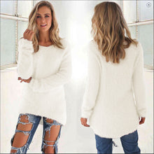 Load image into Gallery viewer, Pullovers 2019 Autumn Winter Women O-Neck Sweater Loose Knitted Ladies Sweater Female Plus Size Casual Solid Color Plush Sweater