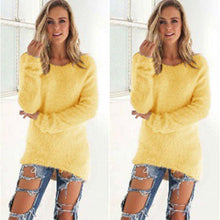 Load image into Gallery viewer, Pullovers 2019 Autumn Winter Women O-Neck Sweater Loose Knitted Ladies Sweater Female Plus Size Casual Solid Color Plush Sweater