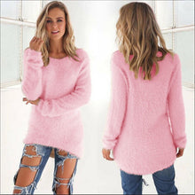 Load image into Gallery viewer, Pullovers 2019 Autumn Winter Women O-Neck Sweater Loose Knitted Ladies Sweater Female Plus Size Casual Solid Color Plush Sweater