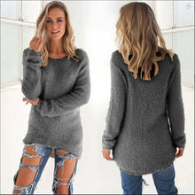 Load image into Gallery viewer, Pullovers 2019 Autumn Winter Women O-Neck Sweater Loose Knitted Ladies Sweater Female Plus Size Casual Solid Color Plush Sweater