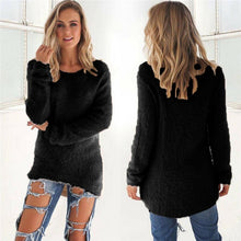 Load image into Gallery viewer, Pullovers 2019 Autumn Winter Women O-Neck Sweater Loose Knitted Ladies Sweater Female Plus Size Casual Solid Color Plush Sweater