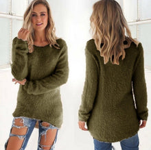 Load image into Gallery viewer, Pullovers 2019 Autumn Winter Women O-Neck Sweater Loose Knitted Ladies Sweater Female Plus Size Casual Solid Color Plush Sweater