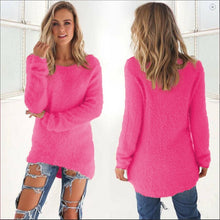 Load image into Gallery viewer, Pullovers 2019 Autumn Winter Women O-Neck Sweater Loose Knitted Ladies Sweater Female Plus Size Casual Solid Color Plush Sweater