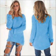 Load image into Gallery viewer, Pullovers 2019 Autumn Winter Women O-Neck Sweater Loose Knitted Ladies Sweater Female Plus Size Casual Solid Color Plush Sweater
