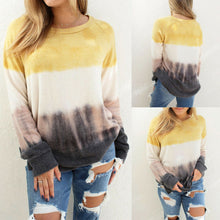 Load image into Gallery viewer, New Women Long Sleeve Gradient Stripe Print Multi-Colored Sweatshirt Casual Soft Oversize Jumper Pullover Winter Warm Loose