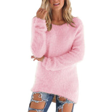 Load image into Gallery viewer, Pullovers 2019 Autumn Winter Women O-Neck Sweater Loose Knitted Ladies Sweater Female Plus Size Casual Solid Color Plush Sweater