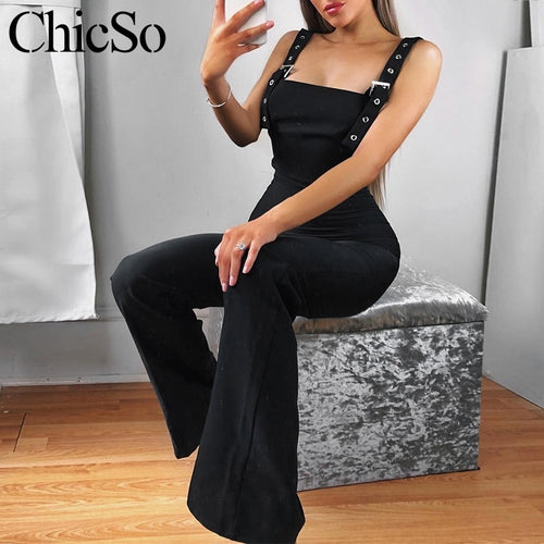 MissyChilli Black elegant skinny jumpsuit Women sexy fashion wide leg bodycon jumpsuit Autumn winter long romper overalls female